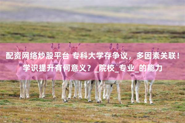 配资网络炒股平台 专科大学存争议，多因素关联！学识提升有何意义？_院校_专业_的能力